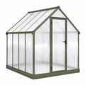 Serre de jardin Faverino en aluminium vert 180x120x190 cm avec porte battante et panneaux en polycarbonate.