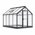 Serre de jardin en aluminium noir Faverino, 190x190x195 cm, avec panneaux transparents et lucarne pour culture en extérieur.