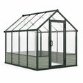 Serre de jardin Faverino en aluminium vert 190x190x195 cm avec panneaux transparents et porte battante