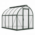 Serre de jardin Faverino en aluminium vert, 244x190x195 cm avec panneaux en polycarbonate et lucarne.