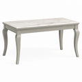 Table à manger Faverino avec plateau marbré blanc et gris, style classique, dimensions 160 x 90 cm.