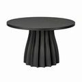 Table à manger ronde noire en bois de 120 cm avec piètement central cannelé, conçue par Faverino.