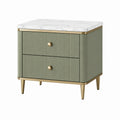 Table de chevet verte en effet marbre de 55x40x60 cm avec 2 tiroirs, style contemporain, de la marque Faverino.
