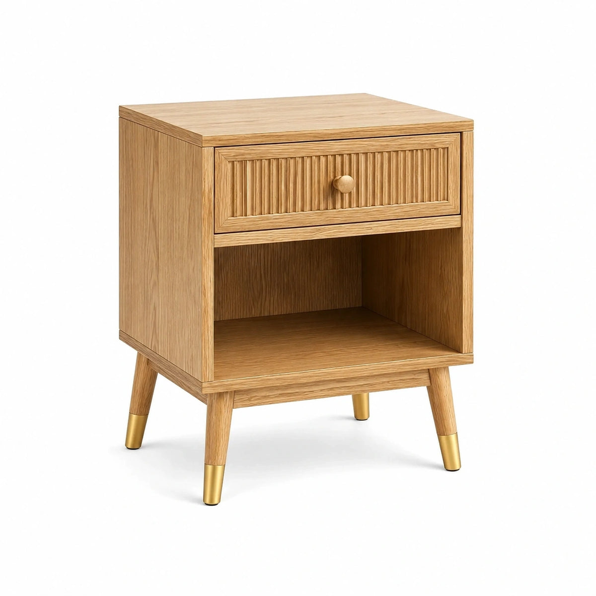 Table de chevet en bois de chêne Faverino, style rétro avec tiroir, dimensions 45x40x60 cm.