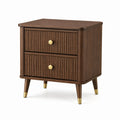 Table de chevet en bois marron Faverino, style rétro, 50x40x60 cm avec 2 tiroirs.