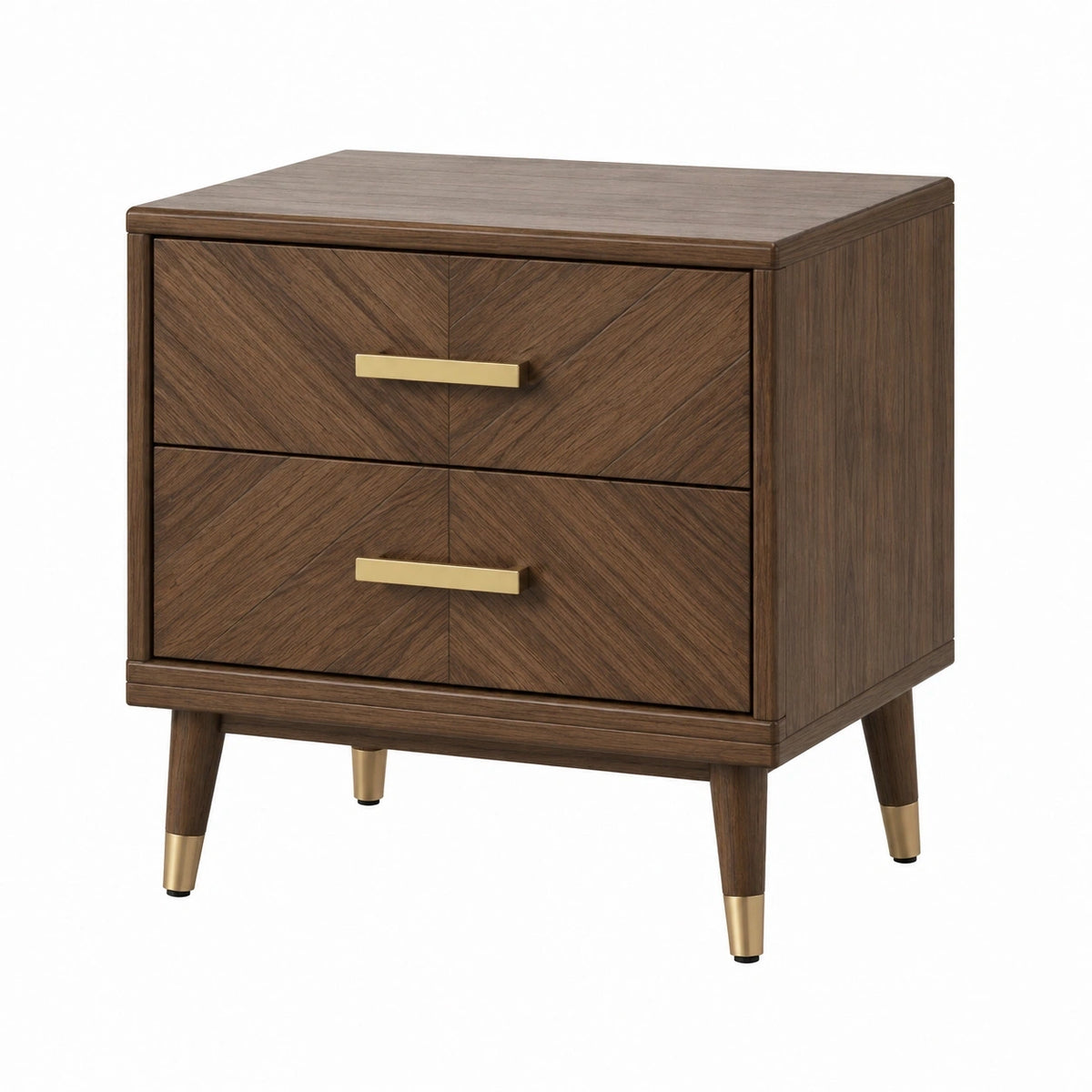 Table de chevet en bois marron Faverino, style rétro avec 2 tiroirs, dimensions 55x40x60 cm, meuble élégant et pratique