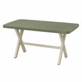 Table de jardin Faverino en plastique vert, 120x70x74 cm avec pieds métalliques, style contemporain, convient pour extérieur