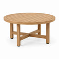 Table de jardin ronde en bois naturel de 120 cm, style contemporain, conçue par Faverino, pour espace extérieur élégant.