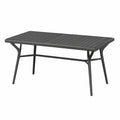 Table de jardin Faverino en aluminium noir, rectangulaire avec lattes, dimensions 150x90x74 cm, idéale pour l'extérieur.