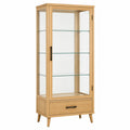 Vitrine en bois et verre naturel Faverino, 80x40x180 cm, style scandinave pour rangement et décoration intérieure.